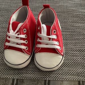 Red Size 2 Infant Baby Hi top Sneakers Shoe